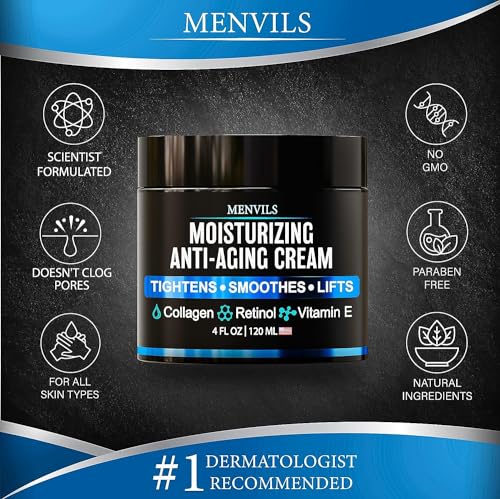 Menvils - (2 Unidades) Crema Hidratante Facial para Hombres – Antiedad