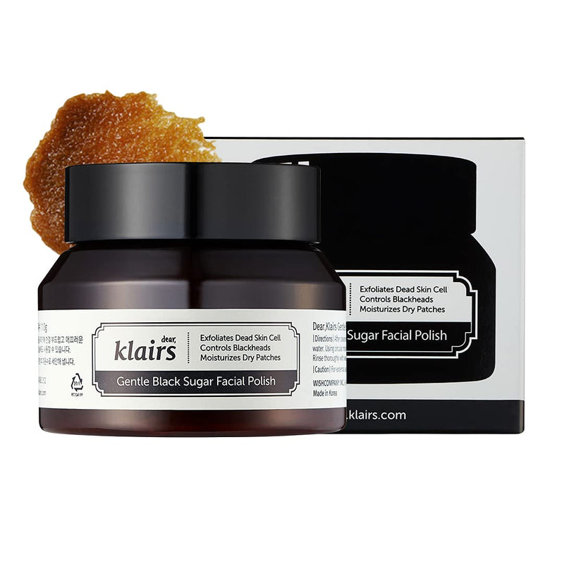 Exfoliante facial suave con azúcar negra, exfoliación y eliminación de puntos negros.
