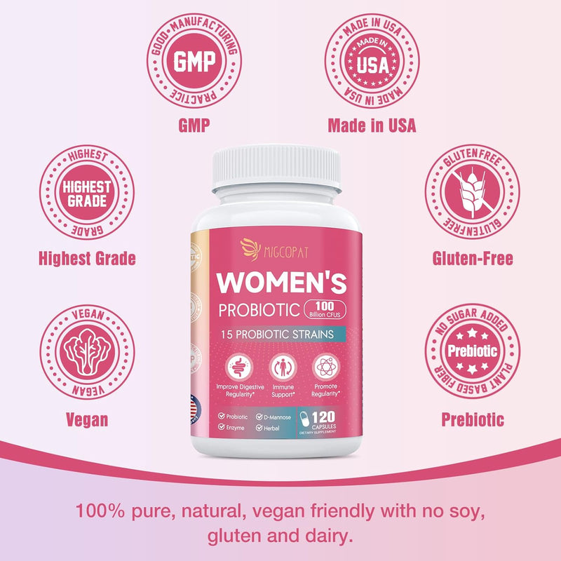 Migcopat - Probióticos Femeninos 15 – Extracto de Arándano y D-Manosa para la Salud Vaginal