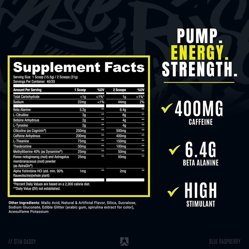 Stim Daddy – Preentrenamiento Noel Deyzel High Stimulus | 21 g de ingredientes activos