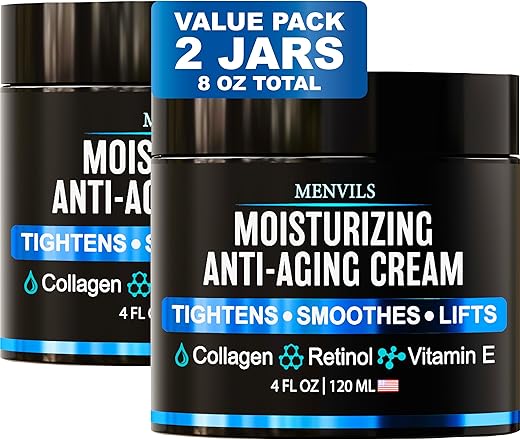Menvils - (2 Unidades) Crema Hidratante Facial para Hombres – Antiedad