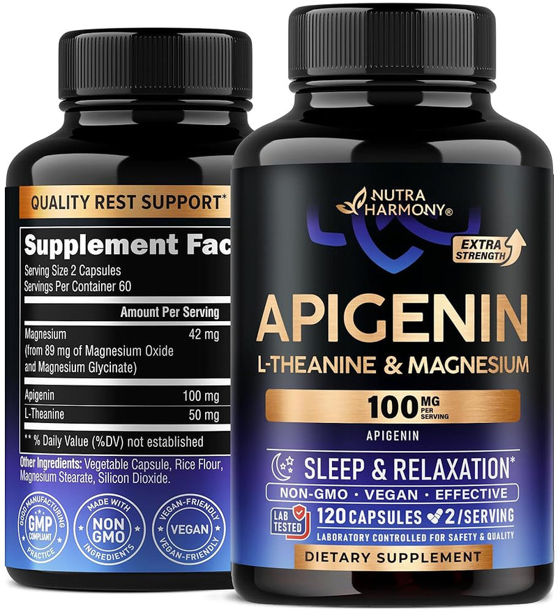 Apigenina 100 mg: Suplemento de apigenina con L-teanina para favorecer el sueño