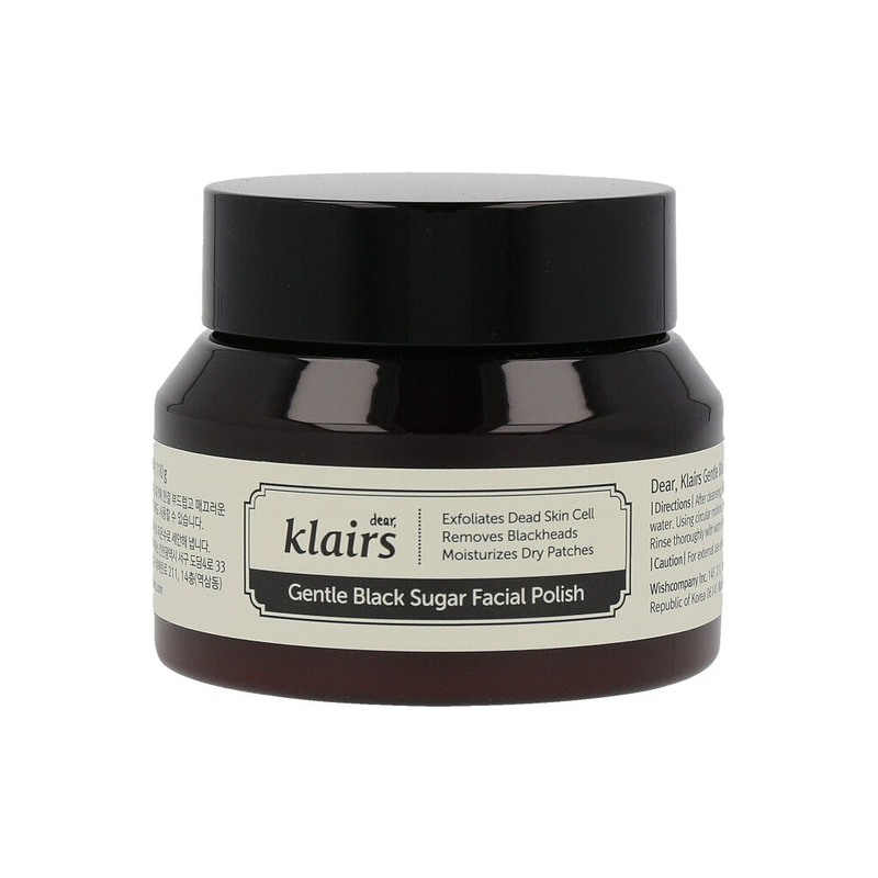 Exfoliante facial suave con azúcar negra, exfoliación y eliminación de puntos negros.